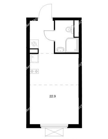 Студия 22,9 м² в ЖК Савин парк, дом корпус 10