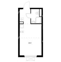 Студия 22,9 м² в ЖК Савин парк, дом корпус 10 - планировка
