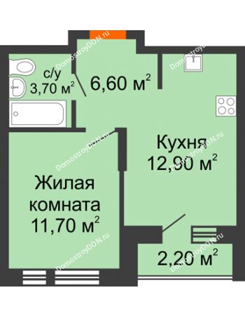 1 комнатная квартира 34,9 м² в ЖК НОРД-Премьер, дом № 13