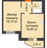 2 комнатная квартира 42,2 м² в ЖК 5 Элемент (Пятый Элемент), дом Корпус 5-7 (Монолит) - планировка