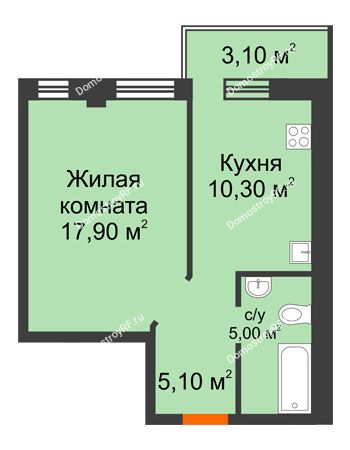 1 комнатная квартира 39,23 м² в Микрорайон Европейский, дом №9 блок-секции 1,2