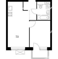 1 комнатная квартира 35 м² в ЖК Савин парк, дом корпус 2 - планировка